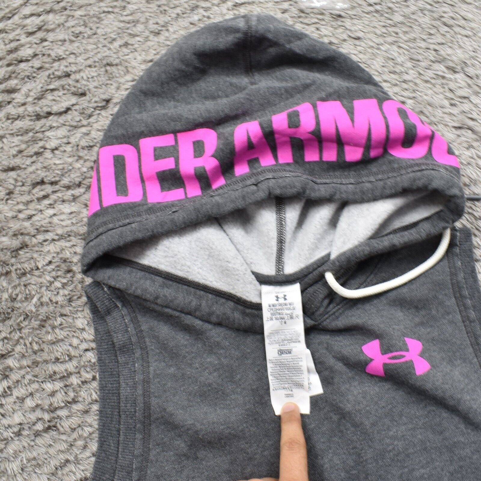 Under Armour Women's Size M Pullover Hoodie Tank Gray Sleevless Cotton thumbnail 8