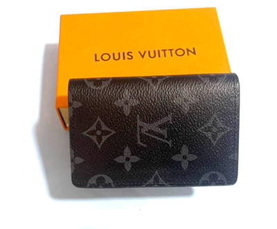 Louis Vuitton Pocket Organizer Monogram Eclipse LV Black Authentic
