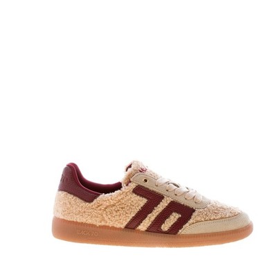 BACK 70 Damen Schuhe Sneaker Teddy Stoff Pelz und Wildleder beige bordeaux