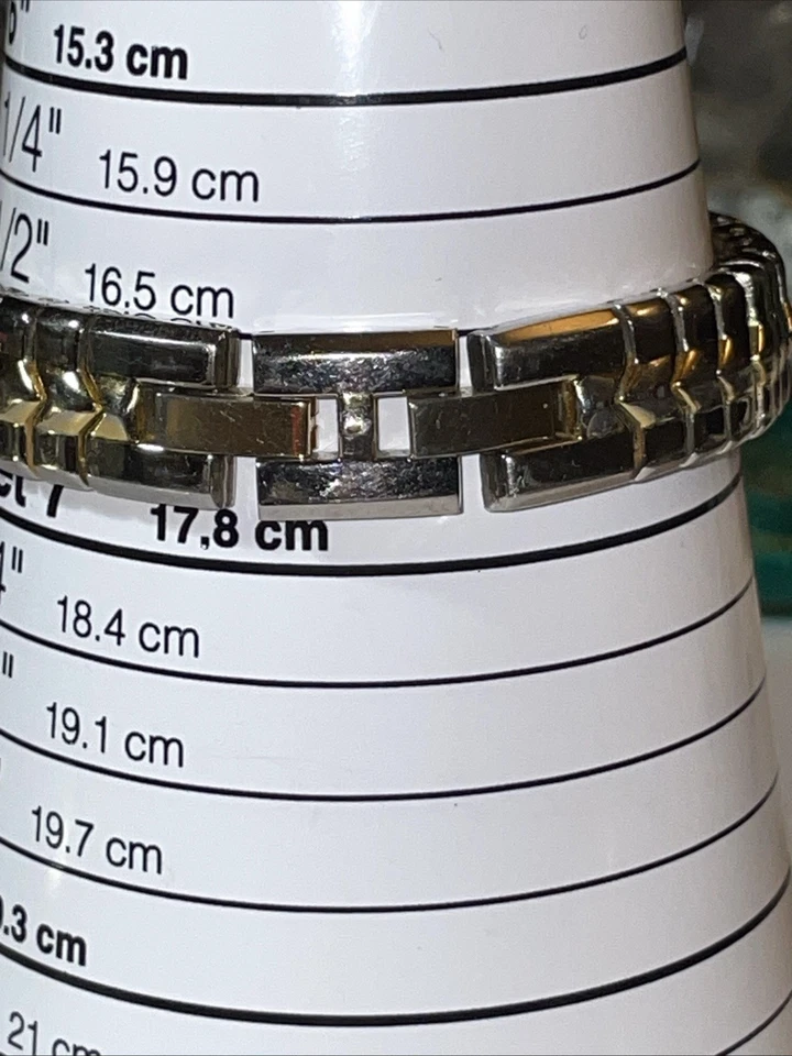 Vintage Sergio Valente dois tons, ouro e prata, quartzo diamante, mostrador preto - Imagem 3 de 4