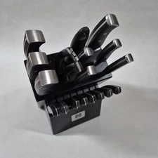 Master Maison Black Kitchen Wooden Knife Set with Block 18 Slot