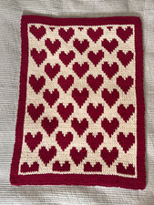 Handmade Baby Blanket Chunky Knit Heart Pattern Soft Plush Gift