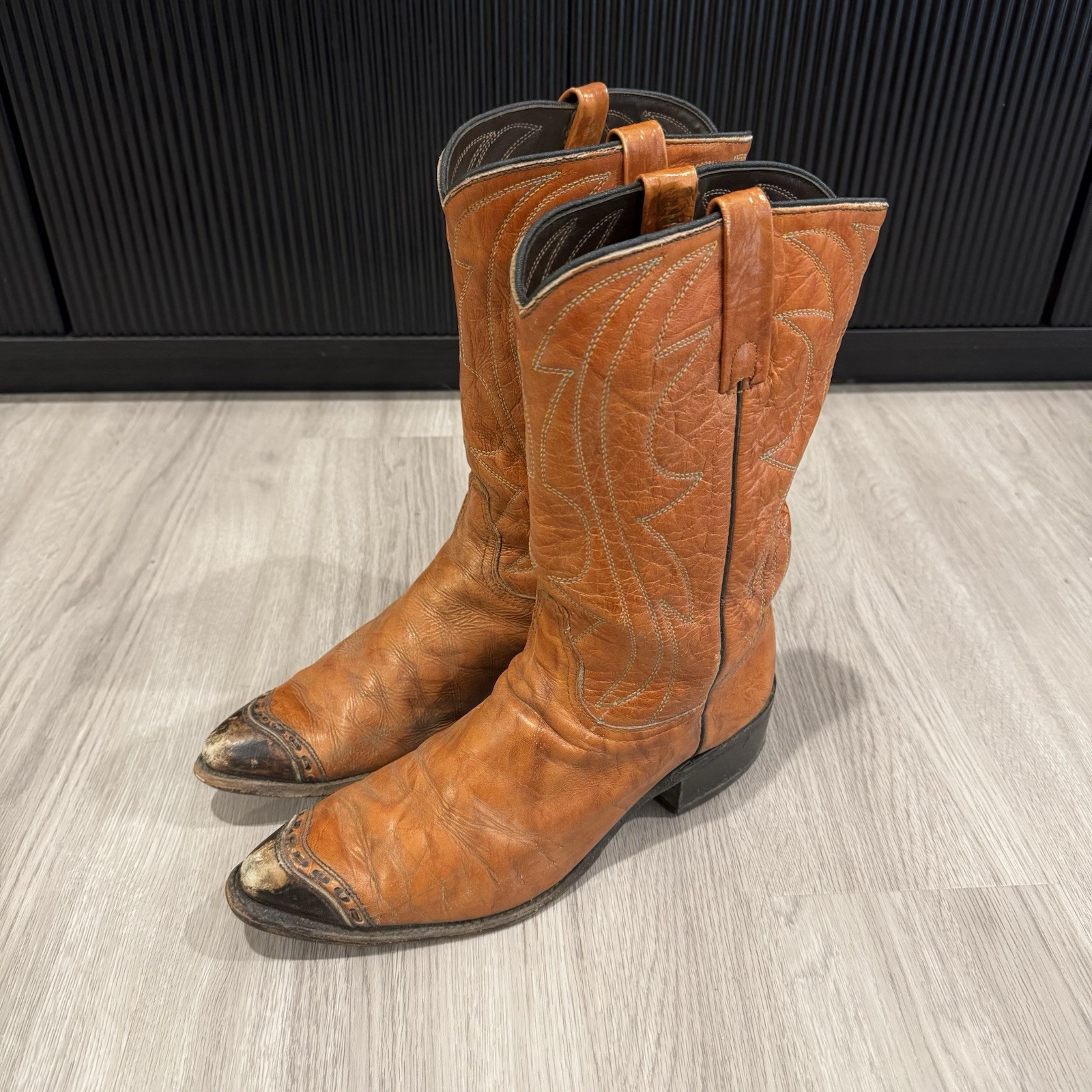 Vintage Durango Cowboy Boots Mens Brown Leather Western Made In USA Size 11 D