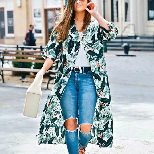 Rachel Zoe tropischer Palmenmuster Staubtuch Maxi Überwurf Quasten Strand Küste Gr. OS - Bild 2 von 2