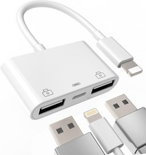 For iPhone to dual USB 3.0 Camera OTG Adapter with Charging Port for iPad Lot