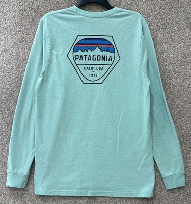 Patagonia T-Shirt Mens Medium Responsibili-Tee Fitz Roy Hex Long Sleeve 39113