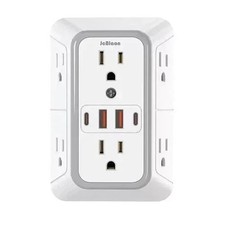 6 Outlet Extender Surge Protector Multi Plug Wall Adapter 4 USB Charger Ports