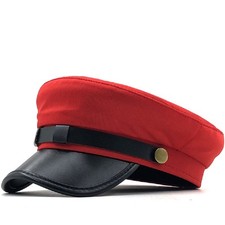 Women Classic Yacht Captain Sailor Hat Newsboy Cabbie Beret Small-Medium, Red