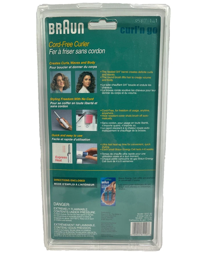 NIP BRAUN curl n go Cordless Curling Iron 3/4" Barrel w Energy Cell GCC 50 NEW - Image 2 of 2