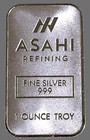 ASAHI  REFINING  1  TROY OZ.  FINE SILVER 999 BULLION BAR / UNC