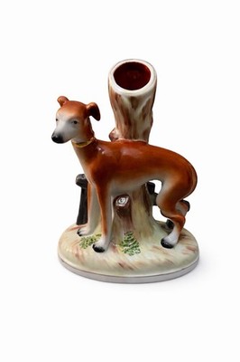 Staffordshire Whippet Greyhound Figure Spill Vase Dog Figurine