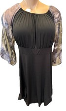 Women's Soft Stretch Pullover Sheer Sleeve Black Dress size 2x