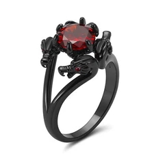 Dragon Ring for Women Gothic Solitaire Cz Black Gothic Engagement Ring Ginger...
