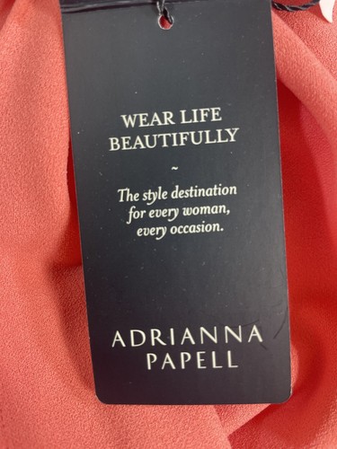 Adrianna Papell Tie Front Faux Wrap Dress Size 14W Orange Peach Fall V Neck NEW - Picture 9 of 16
