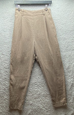 VTG 90s Tweeds Women's Size 8 100 Linen Brown Pants Slacks Tapered NO Pockets