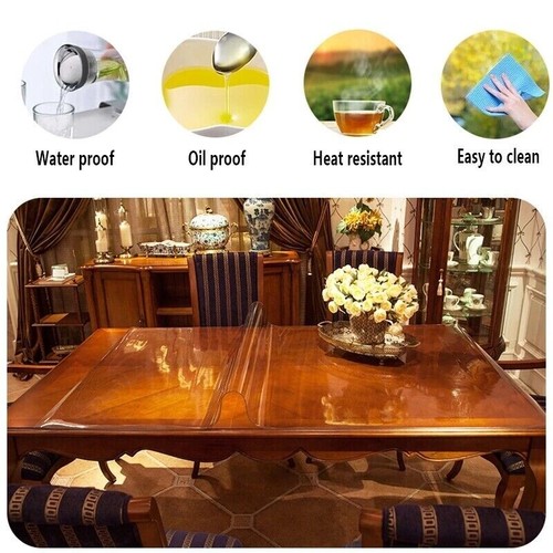 Extra 2MM Thick Clear PVC Tablecloth Protector Heat Resistant Crystal Plate Cove - Picture 2 of 11