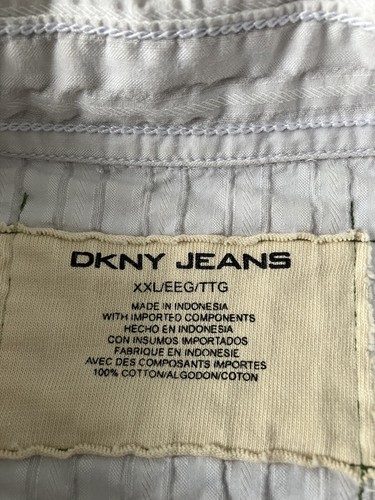 DKNY Jeans Men’s XXL Embroidered Eagle Striped Snap Button Up Shirt - Picture 5 of 8