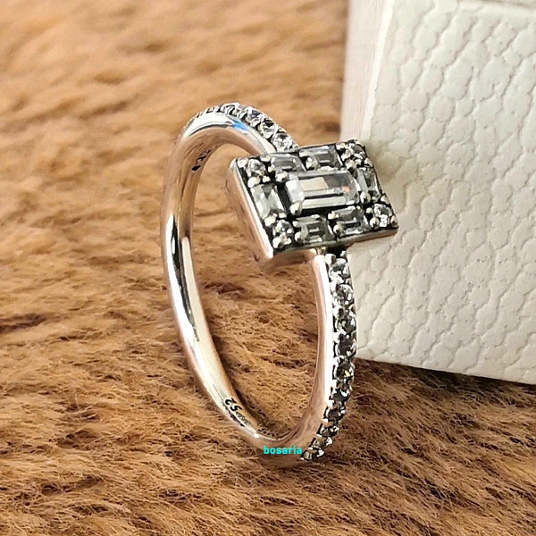 Sparkling square cheap halo ring