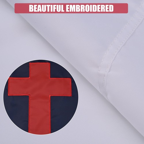 Christian Flag 5x8 Ft, Outdoor Embroidered Christianity Cross Church Jesus Fa... - Picture 2 of 7