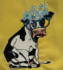 Funny cow Luxury Embroidery Outdoor/indoor Modern Throw Pillow Case .Made Is USA