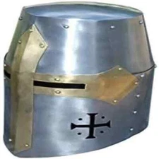 Crusader Templar Knight Helmet - Hand-Forged Steel for LARP Overall 13"