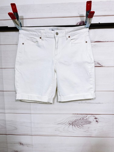 Sonoma Womens Denim Bermuda Shorts Size 12 White Mid-Rise 5 Pockets
