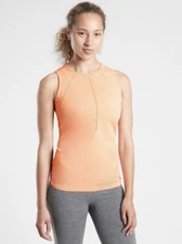 NWT Athleta Foothill Tank Top XS Warm Sunset Tie Split Back Wicking Yoga Orange