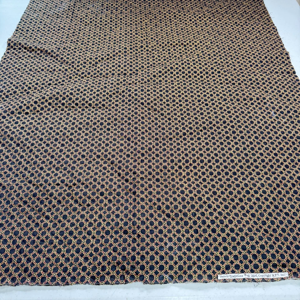 Tela de colección tradiciones tela acolchada 43x37" 1 yarda marrón oro floral loto Foto 3 de 4