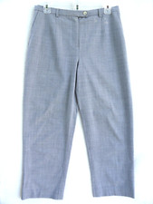 Lands End Grey Dress Slacks Gray White Pants Pockets Comfort Women's 8P Petite