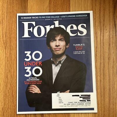 Forbes January 21, 2013 Tumblr's David Karp, 30 Under 30  15 Fields, 450 Prodigi