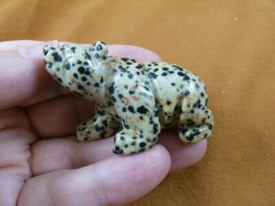 (Y-BEA-WA-733) spotted BEAR carving FIGURINE gemstone I love bears figurine cub