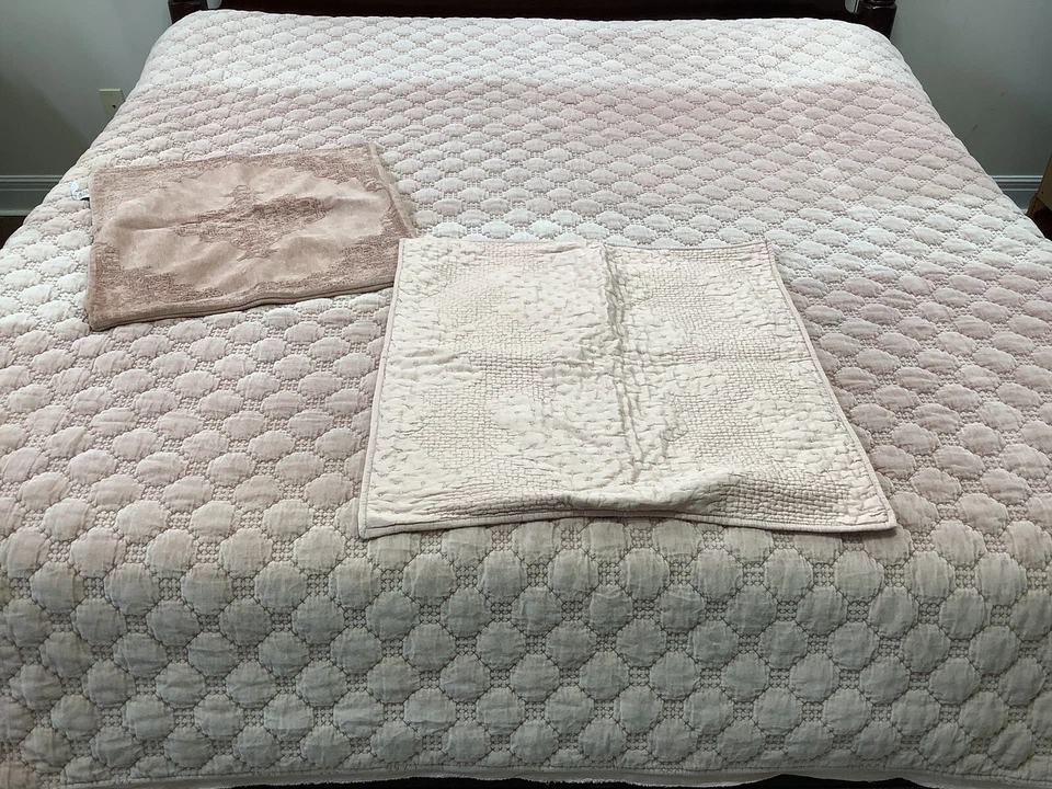 Pottery Barn Velvet Lattice Stitch “Striped” Queen Quilt & 2 Shams - Image 2 of 4