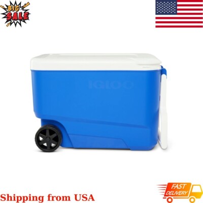 Igloo 38 QT Wheelie Cool Hard Sided Cooler with Wheels, Blue
