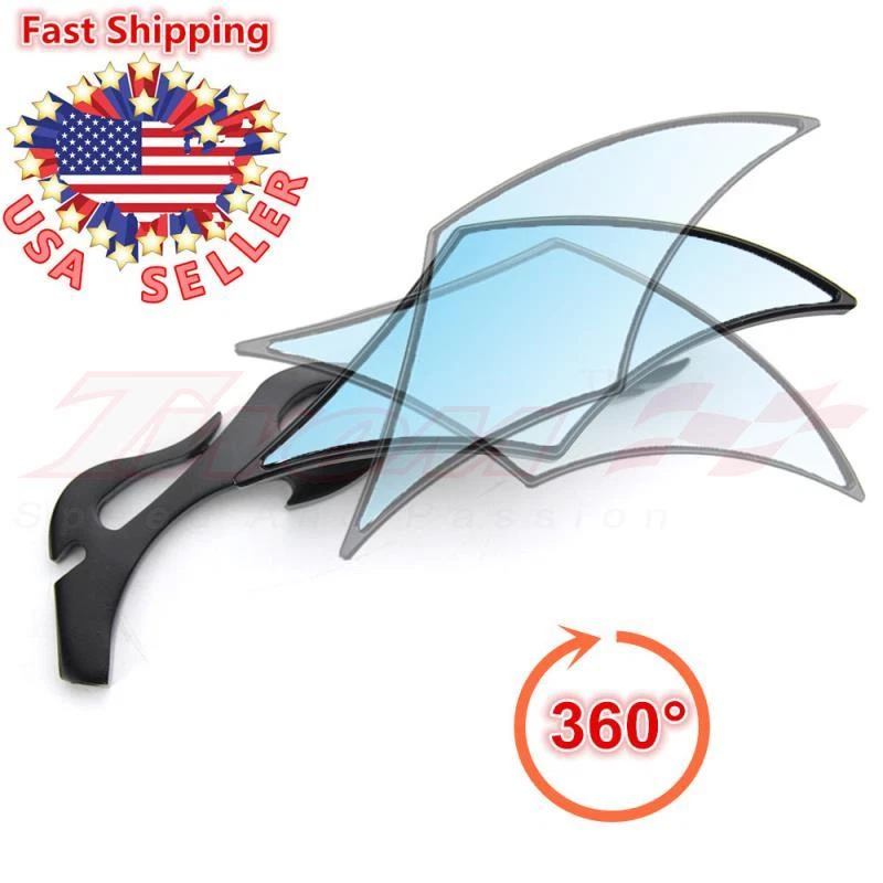 Espejos retrovisores laterales universales de metal negro para motocicleta 8 mm 10 mm hoja bobber EE. UU. Foto 4 de 4