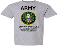 STORCK BARRACKS* ILLESHEIM-GERMANY* SHIRT W/EMBLEM*ARMY OFFICIALLY LICENSED