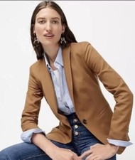 J Crew Parke Blazer Caramel Brown Wool Stretch Tailored One Button Jacket 0 S 2
