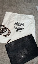 Klara Monogram Leather Crossbody Pouch MCM Black