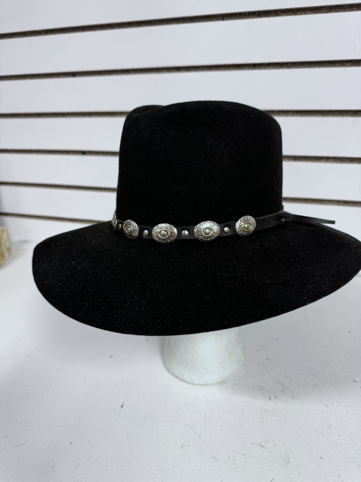 Reggiseno cappello cowboy vintage Stetson Pony Express Teague lana nero taglia 7 1 8