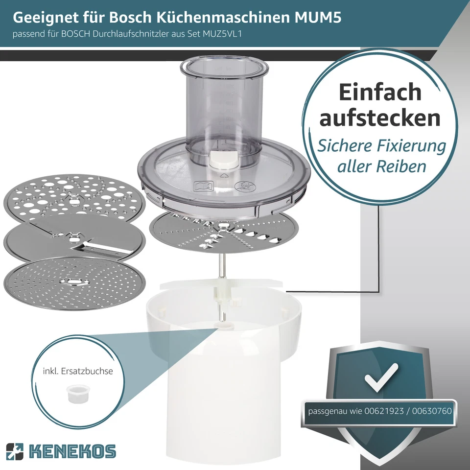 2x Durchlaufschnitzler Flügel für Bosch MUM5, MUMS MUMV MUZ5 00630760, 00621923 - Bild 4 von 4