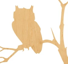 Owl In Tree Laser Cut Out Wood Shape Craft Supply - Woodcraft Cutout