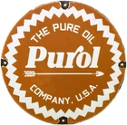 VINTAGE PURE GASOLINE PORCELAIN SIGN GAS STATION PUMP PLATE MOTOR OIL