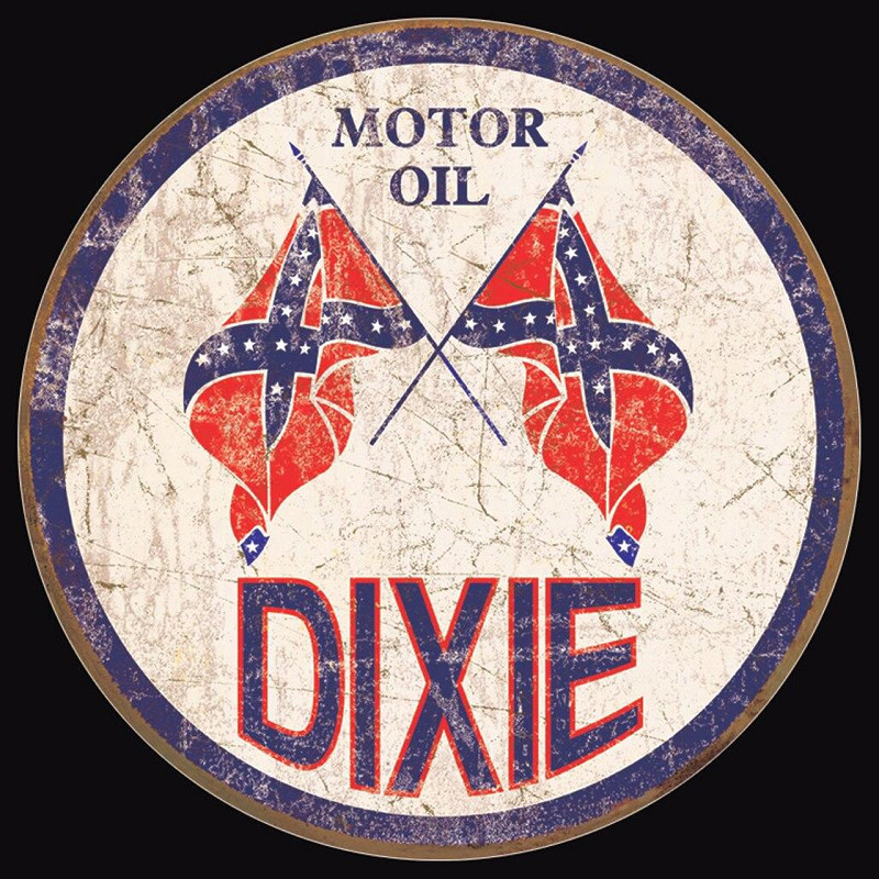 Plaque métal DIXIE GAS de 30 cm de diamètre avec impression rétro haute fidélité