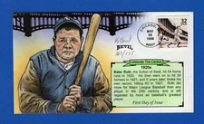 Scott 3184a Babe Ruth 1920s CTC HP FDC by Bevil Color Variant Purple Background