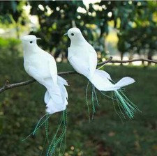2pcs Fake Bird White Doves Artificial Foam Feathers Birds Decoration Christmas