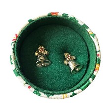 Avon Jingle Bells Earrings Silver Tone Rhinestones Box Christmas 1988 VTG NEW