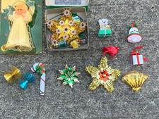 Vintage Christmas Angel Star Tree Topper Tinsel Star Burst Ribbon SET 12    sj3j