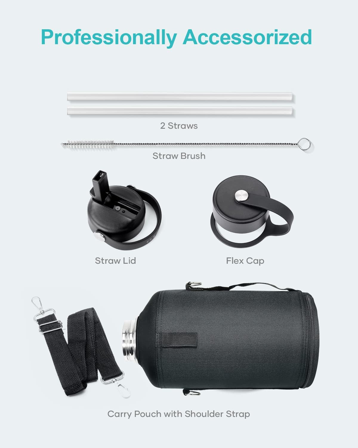 BUZIO 1 Gallon Water Jug with Straw Handle Lid, 128oz Water Bottle