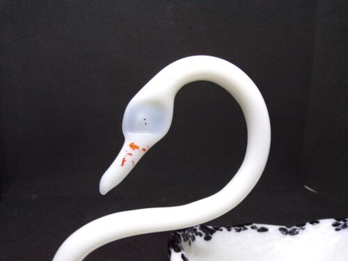 Vintage Art Glass Swan Hand-blown White Mid Century Modern Candy Trinket Dish - Picture 2 of 9