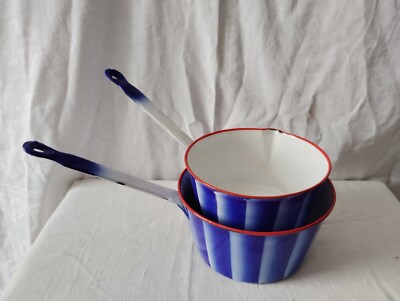 Aubecq Le Creuset 1925/1945 nie benutzt Emaille Küchengeschirr Art Déco NEU