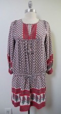 NEW ULLA JOHNSON black white red print silk tunic dress size 4